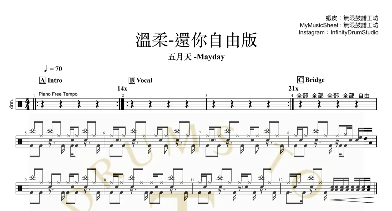 溫柔 還你自由版 - 五月天 by InfinityDrumStudio