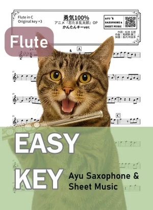 勇気100% - HIKARU GENJI (flute / easy key) by Ayu Saxophone &amp; Sheet Music