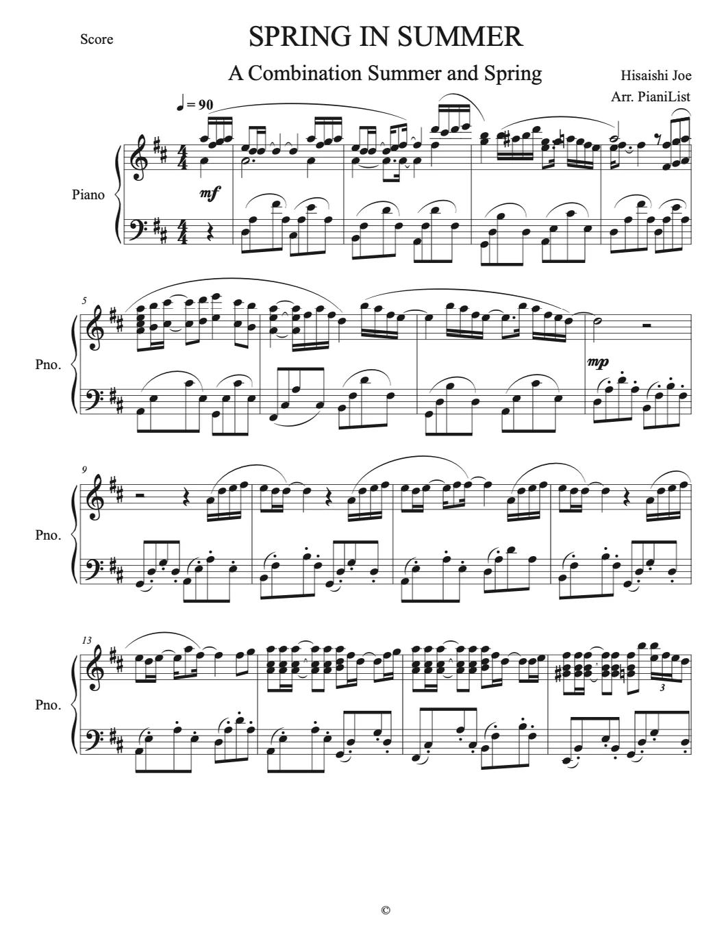 SPRING IN SUMMER - Hisaishi Joe (A Combination Summer and Spring) by PianiList