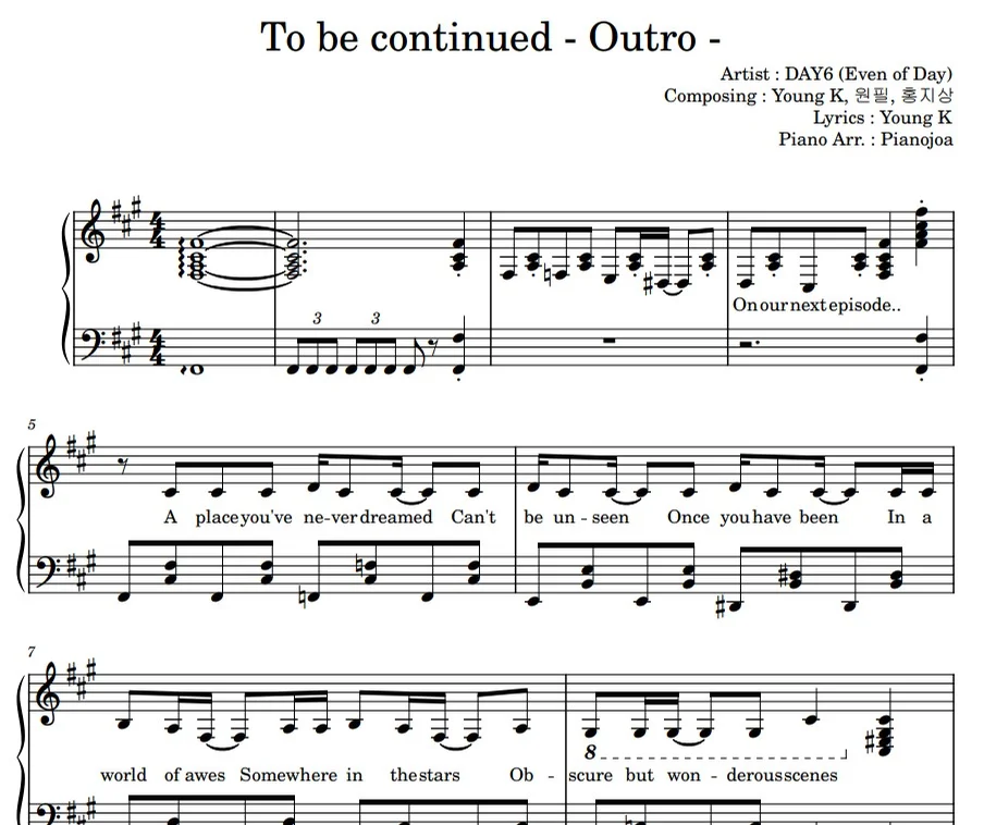 To be continued -Outro- - DAY6 (Even of Day) by Pianojoa