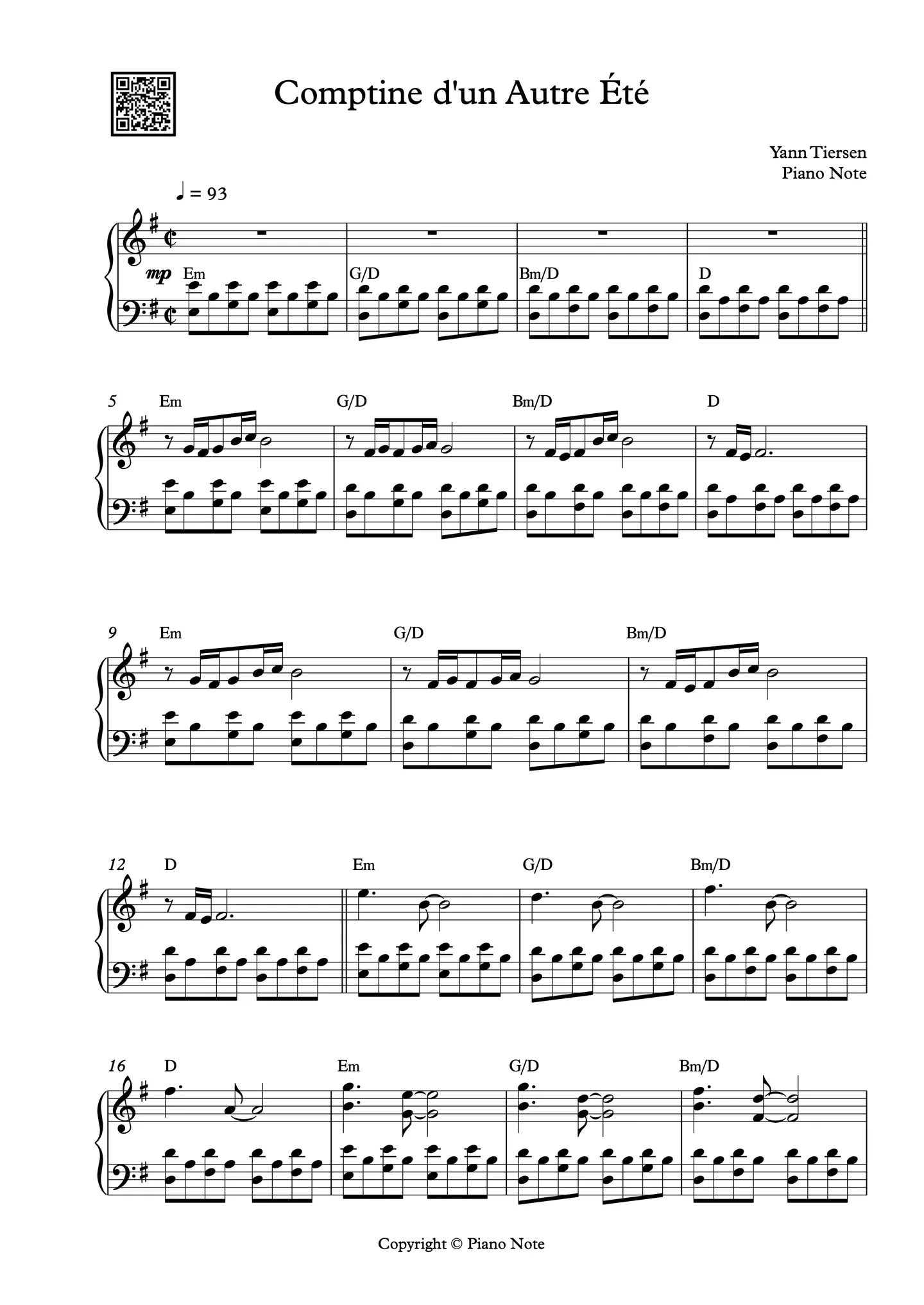 Comptine d_un Autre Été - Yann Tiersen (아밀리에 OST) by Piano Note