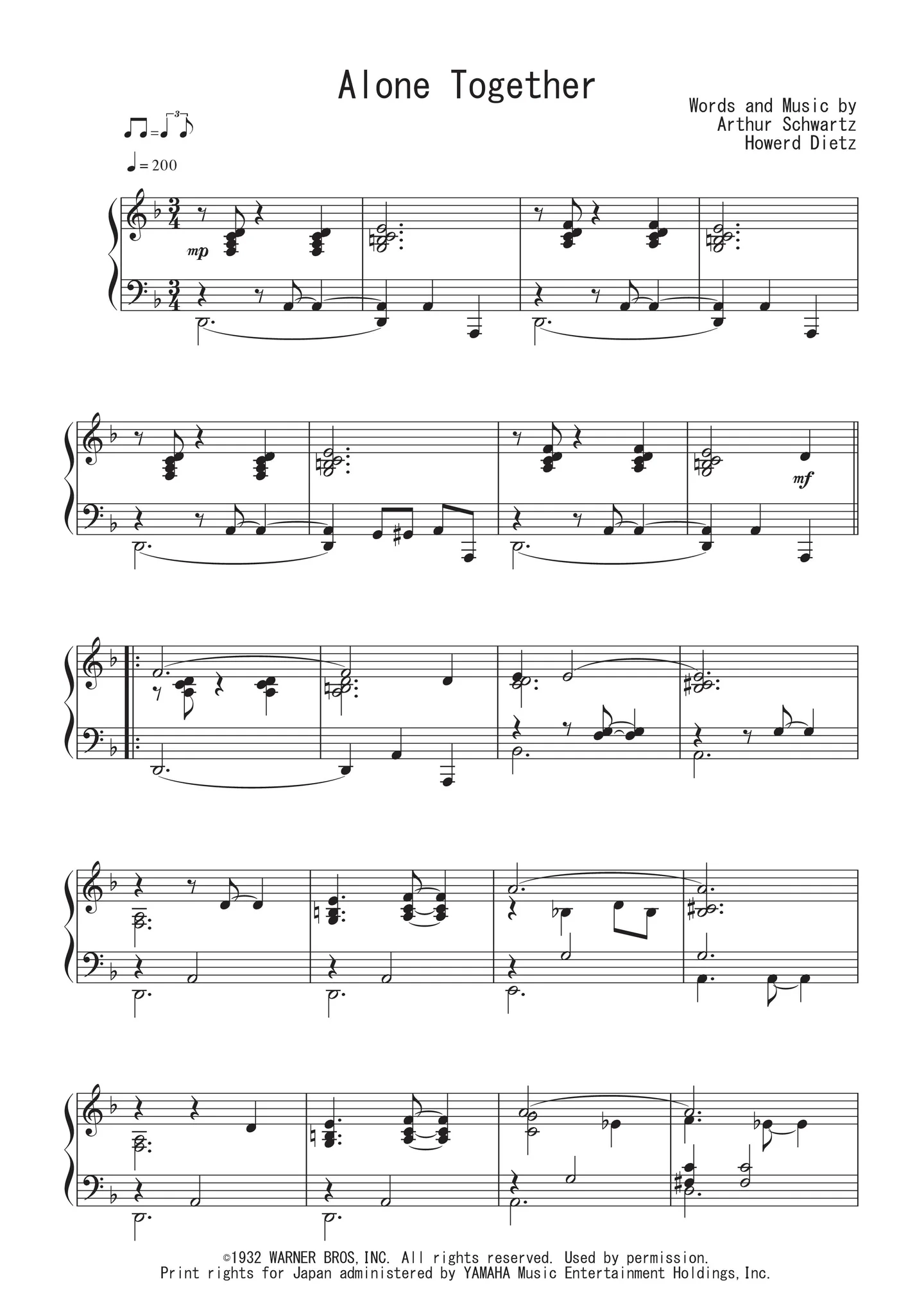 Alone Together - Schwartz＆Dietz (Jazz Waltz Ver.) by Peony