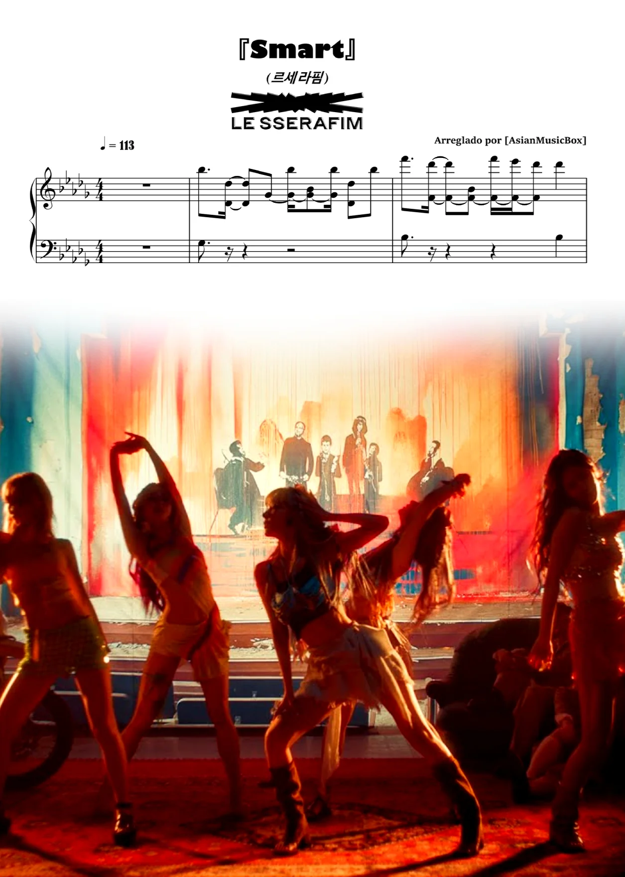 Smart (Sheet, MIDI, PracticeTrack & WAV) - LE SSERAFIM by AsianMusicBox