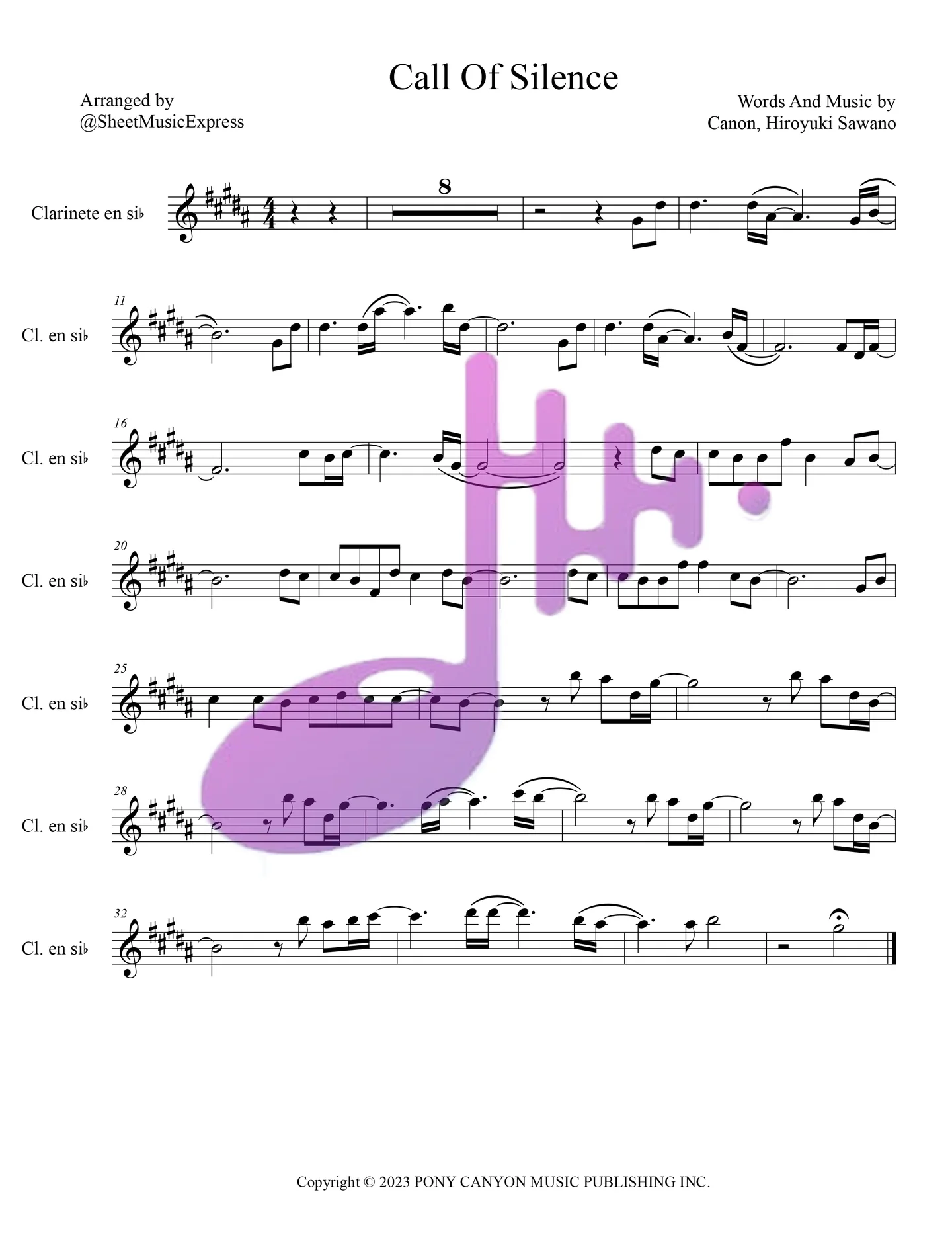 Call of Silence - Hiroyuki Sawano (Melody) by Sheet Music Express