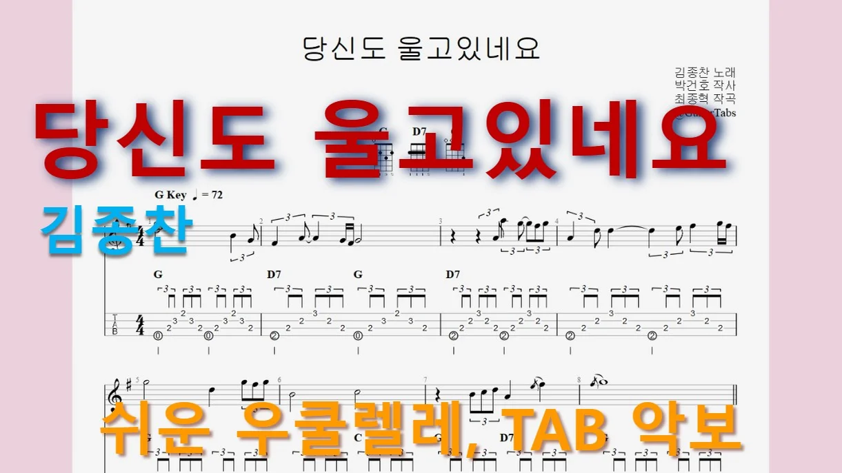 You're Crying Too. - Jongchan Kim (G Key / Easy TAB / Lyrics) by 624 TABs