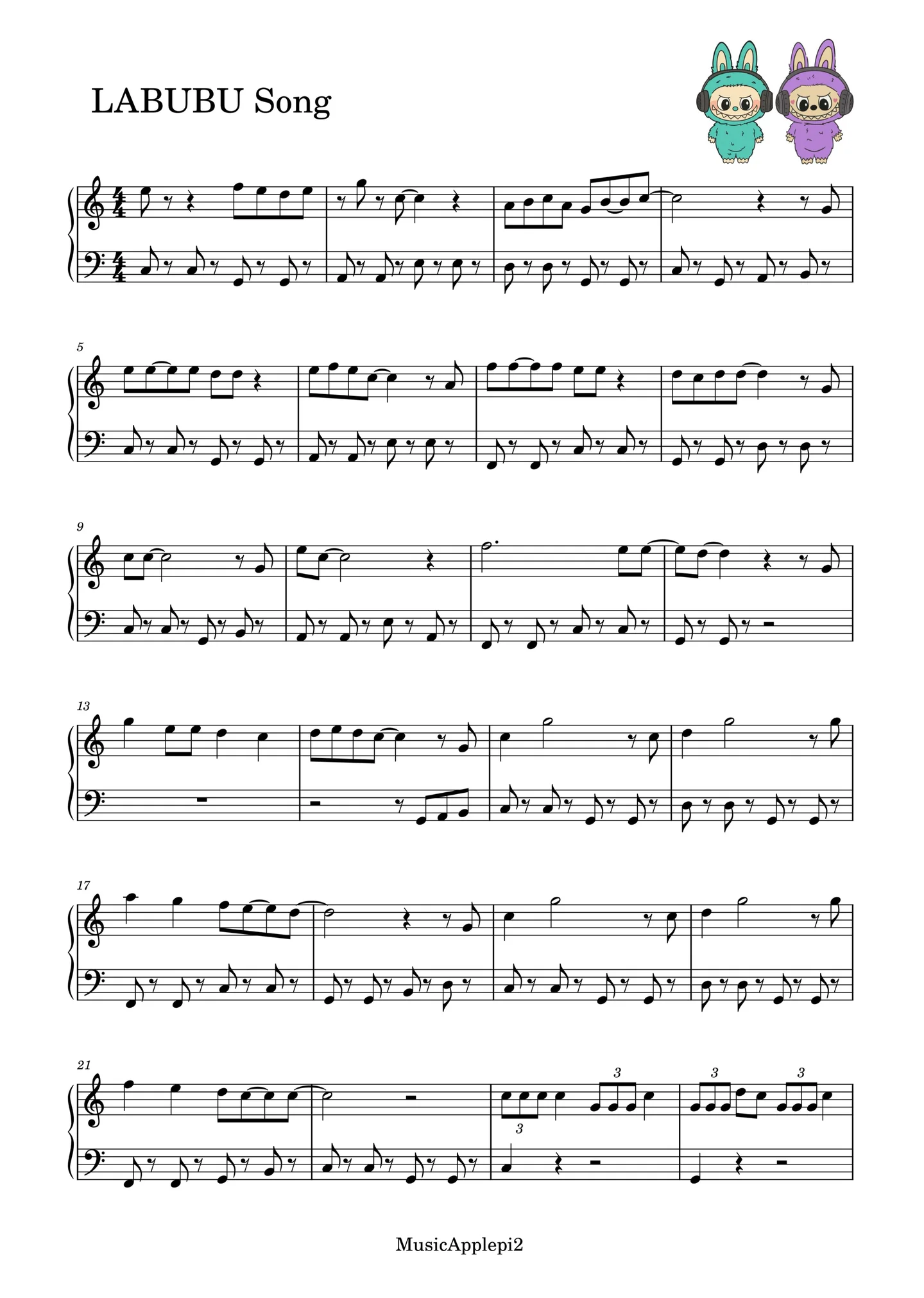 LABUBU Song - LABUBU (Easy C) by MusicApplepi2