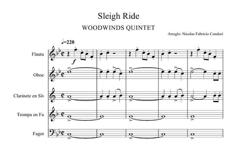 Sleigh Ride - Leroy Anderson (quinteto vientos madera) by Nicolas Fabricio Condori