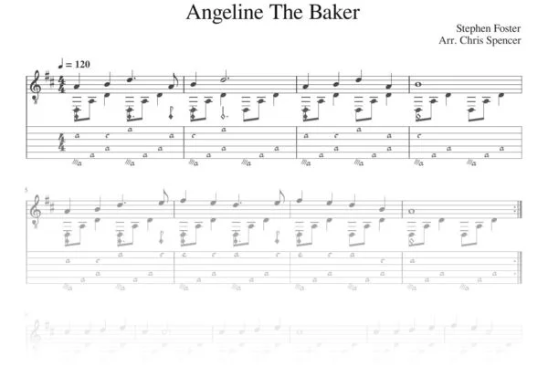 Angeline the Baker - Stephen Foster (Easy fingerstyle arrangement for baroque lute tuning.) by Chris Spencer