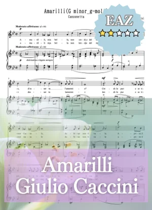 【伴奏音源付き】Amarilli アマリッリ C-sharp minor_cis-moll 嬰ハ短調 - Giulio Caccini (イタリア歌曲/移調/Transposed/karaoke/accompaniment/伴奏楽譜/移調楽譜/カンツォーネ) by cogito