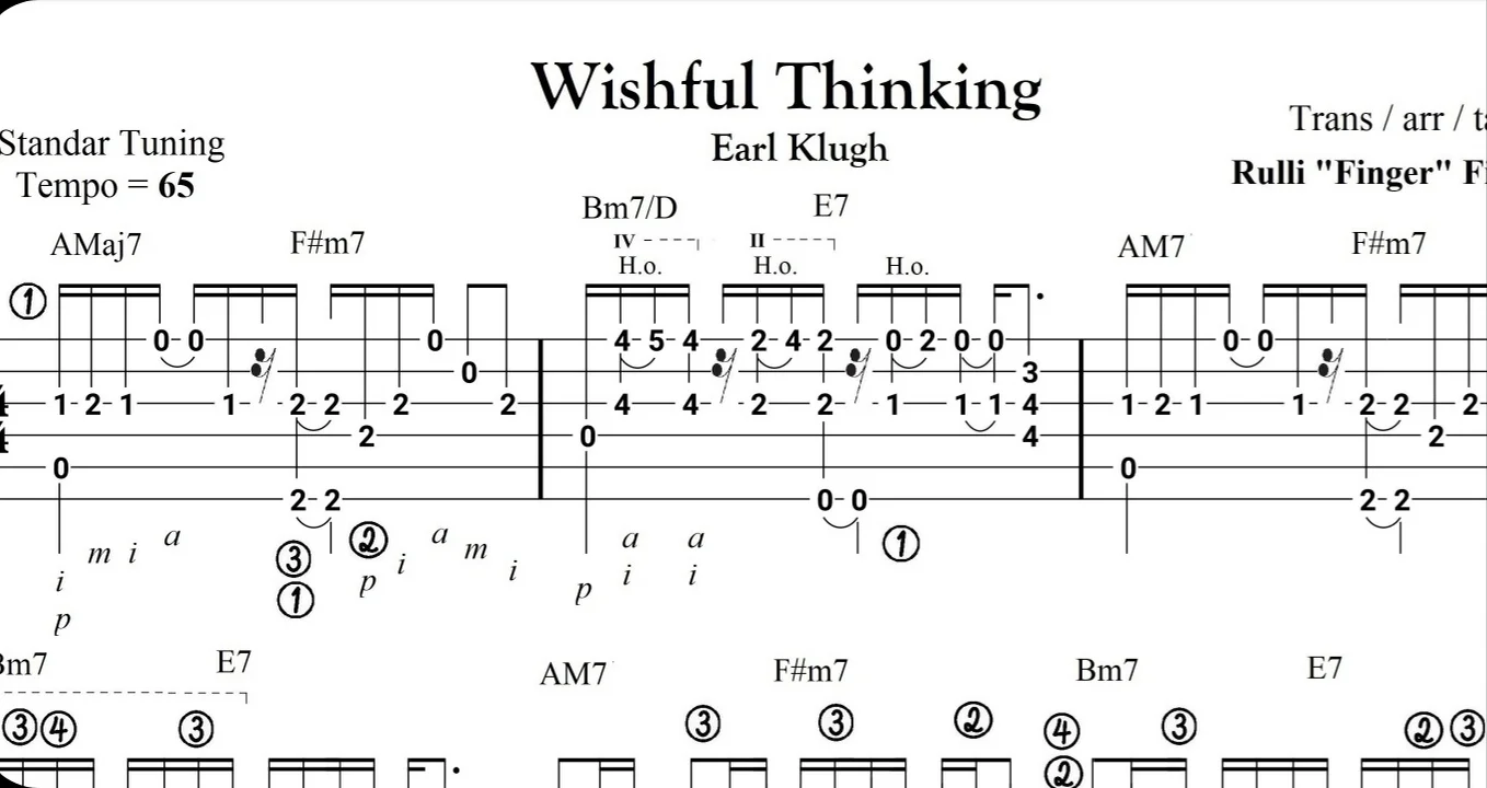 Wishful Thinking - Earl Klugh (Solo Jazz 1 acoustic guitar) by Instrumental lyrics, chords, tabs, for hard level