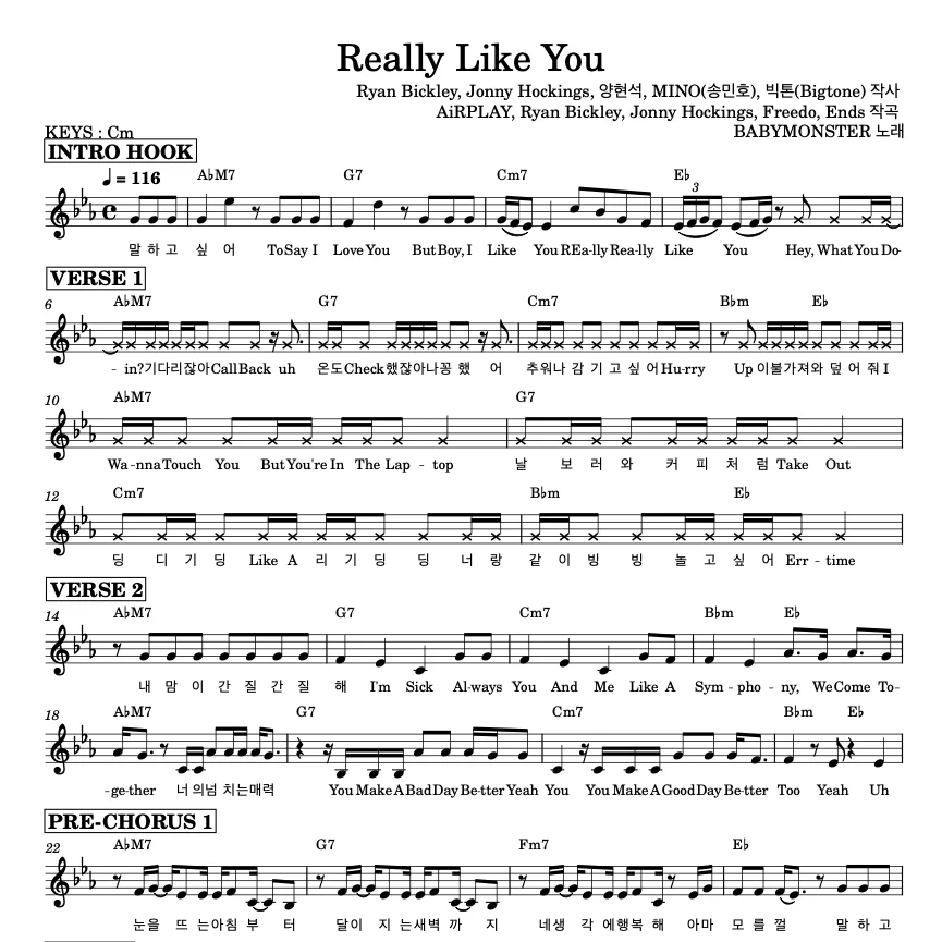 really like you - babymonster by 피아노 연구소