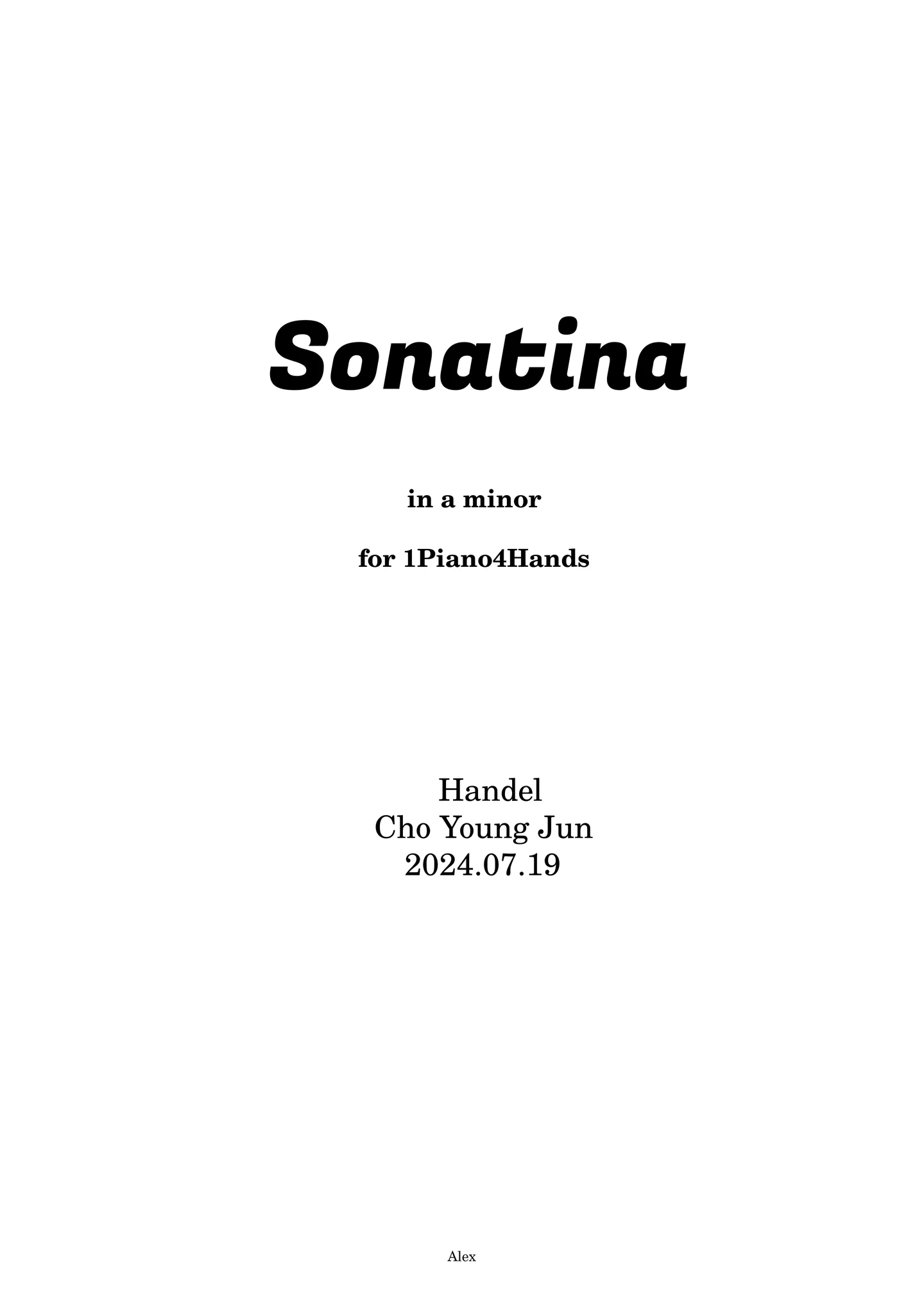 Handel Sonatina in a minor for 1Piano4Hands - handel (arr. Alex Cho Young Jun) by Alex Cho