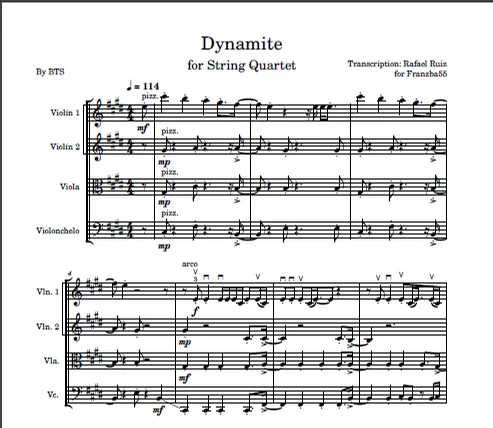 Dynamite - BTS (Interpreted by Vitamin String Quartet - Released on: 2020-12-04) by Sunwook Kim, Pablo Salzman and Pablo Hopenhayn