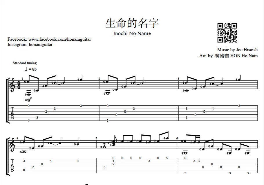 The Name of Life - Joe Hisaishi (Guitar) by HoNam Guitar