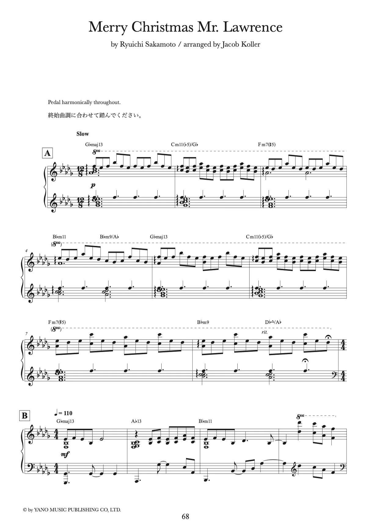 Merry Christmas Mr. Lawrence - Ryuichi Sakamoto (Modern jazz piano arrangement) by JIMS Sheet Music