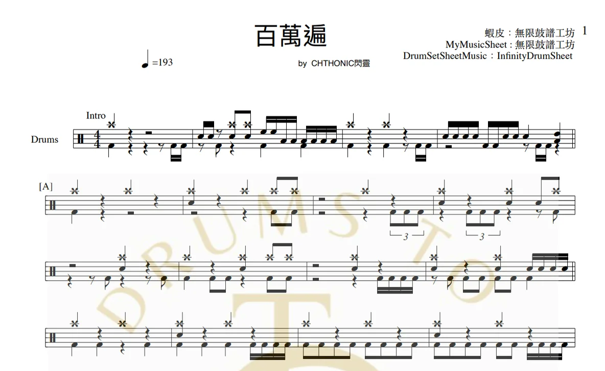 百萬遍 - CHTHONIC by infinityDrumStudio