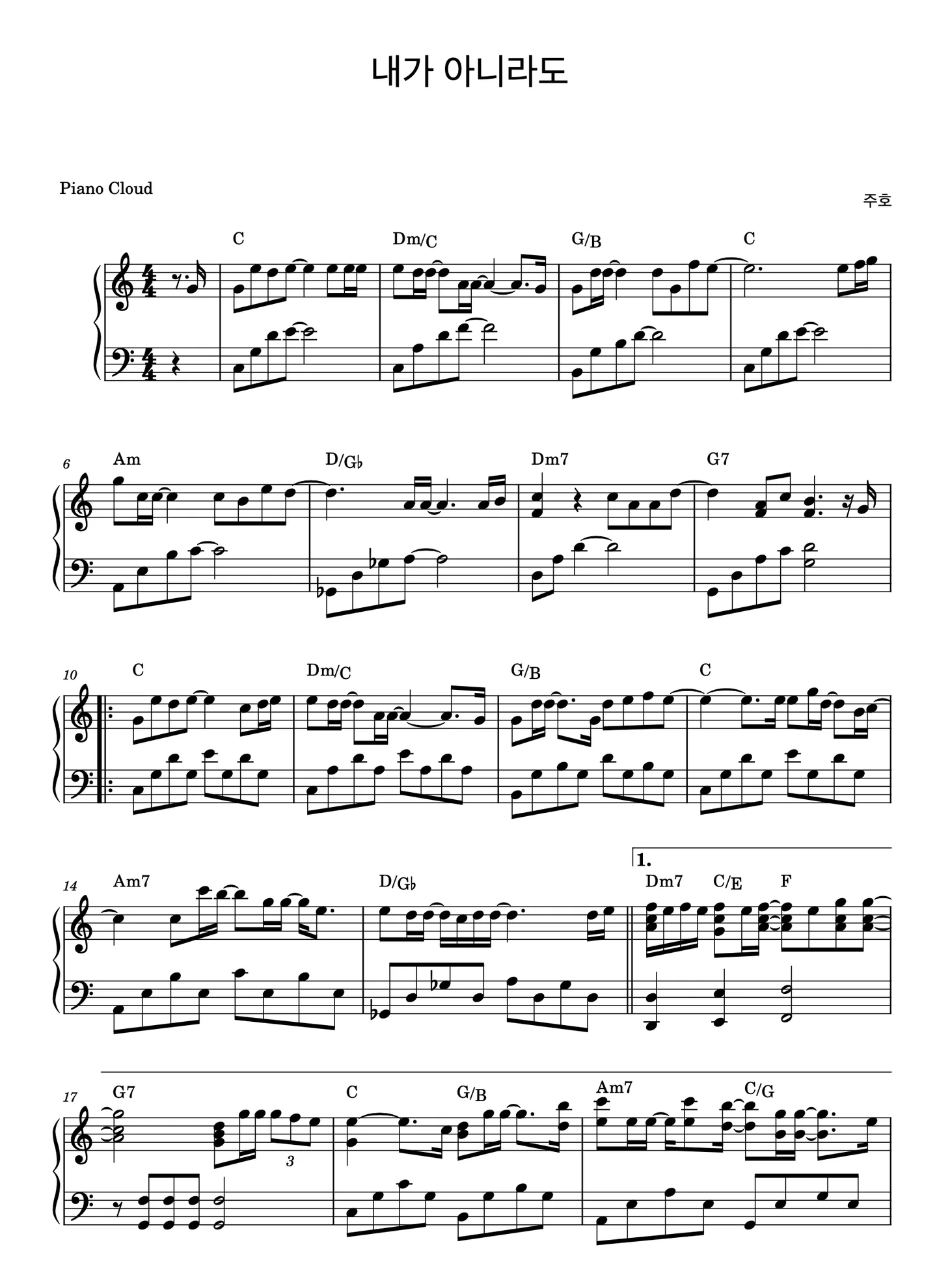 내가 아니라도 - Juho (내가 아니라도(Ckey)/주호/쉬운피아노악보) by Piano Cloud