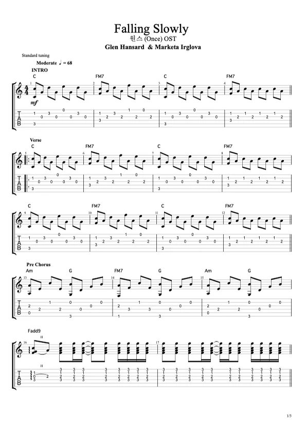 Falling Slowly - Glen Hansard by 봉기타