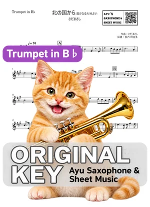 北の国から~遙かなる大地より~ - Masashi Sada (trumpet / in B♭) by Ayu Saxophone & Sheet Music
