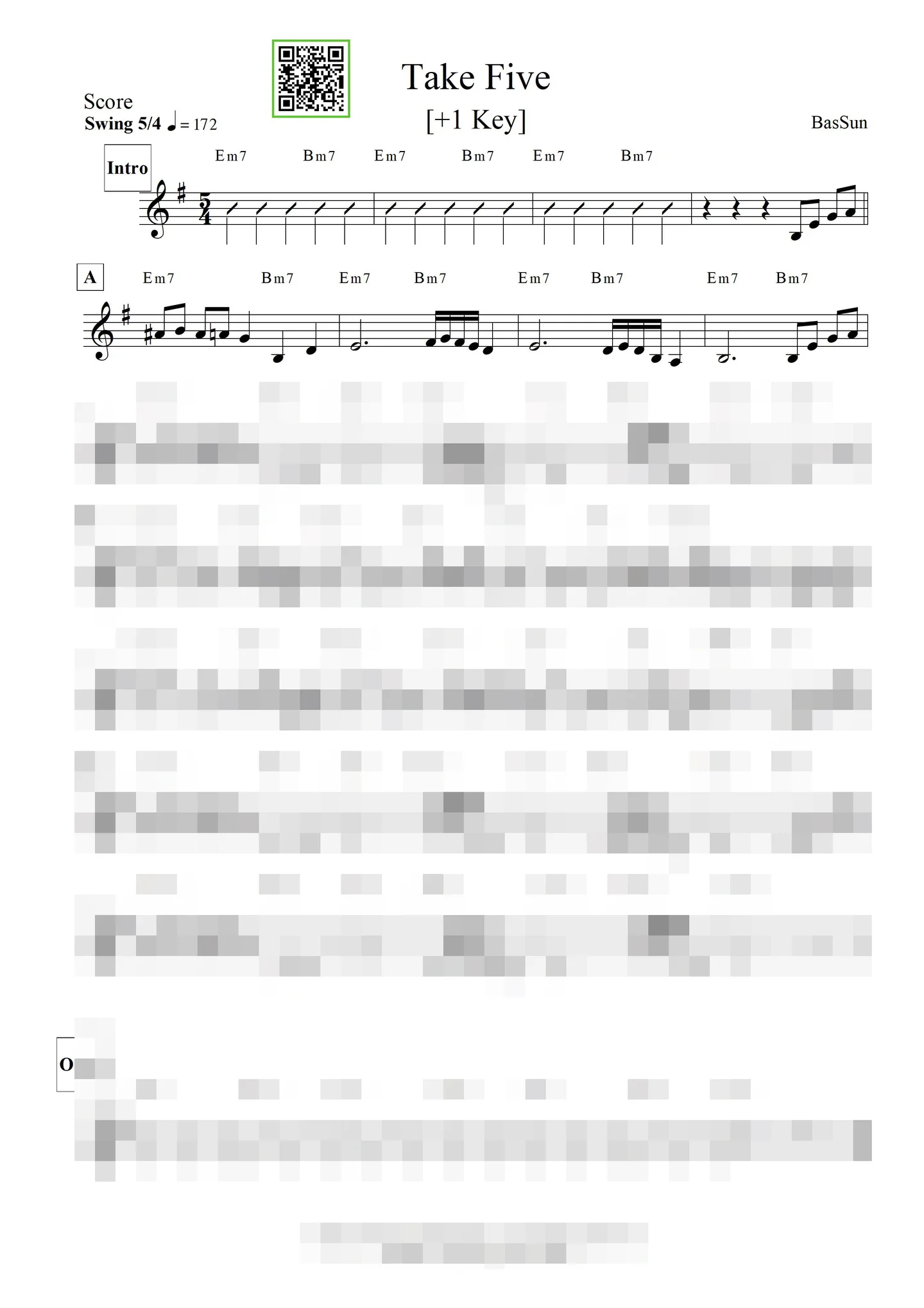 Take Five - Dave Brubeck (Jazz / +1 key / Take Five) by BasSun
