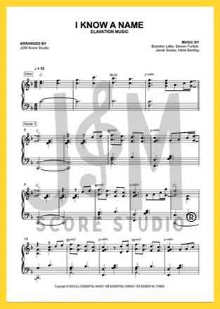 I Know A Name - Brandon Lake, Steven Furtick, Jacob Sooter, Hank Bentley (Solo Piano Arrangement) by JOM Score Studio