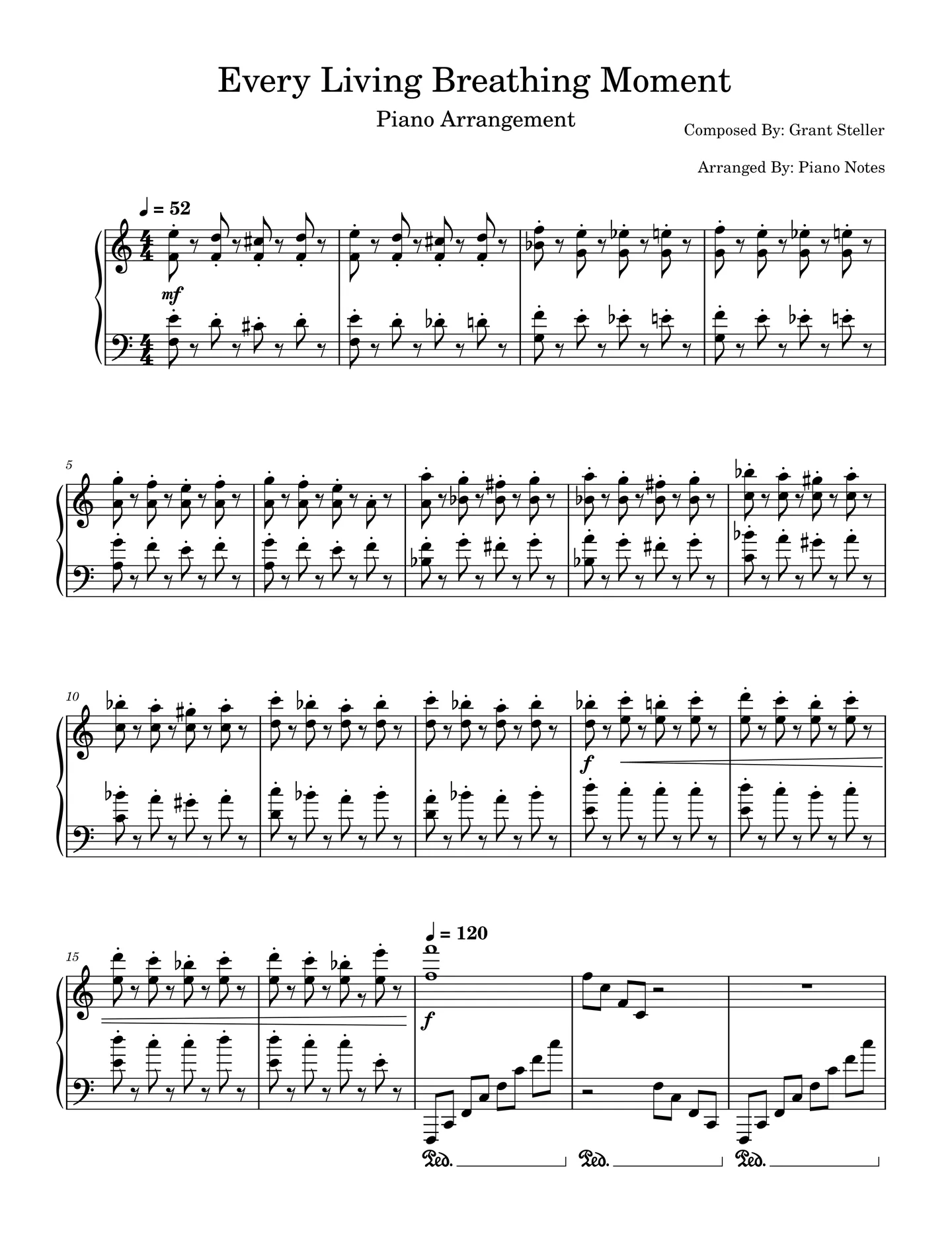 Every Living Breathing Moment - Grant Steller (Intermediate - Advanced Piano Arrangement for the song ''Every Living Breathing Moment''.) by Piano Notes