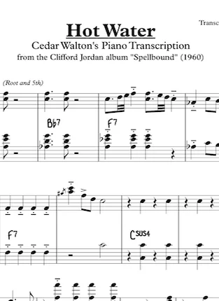 Hot Water - Clifford Jordan (Clifford Jordan/Cedar Walton/Full Transcription/Solo and Comping/Reference MIDI) by A Certain Keyboardist | Professional Transcription