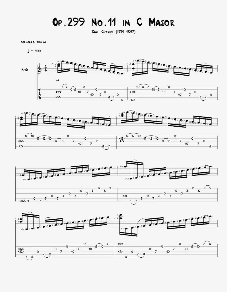 Op.299 No.11 in C Major - Carl Czerny by 「Agape Guitar」