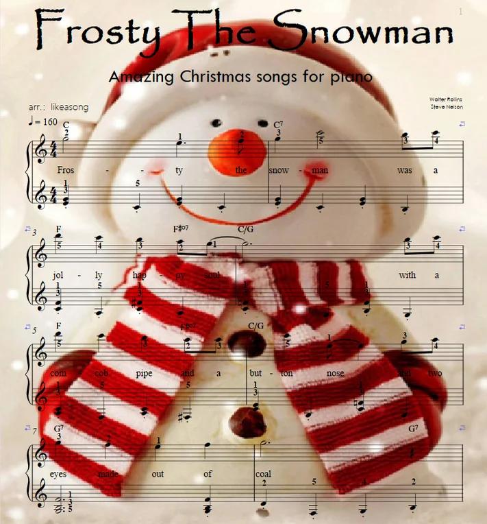 Frosty The Snowman（easy piano solo)Christmas songs by likeasong