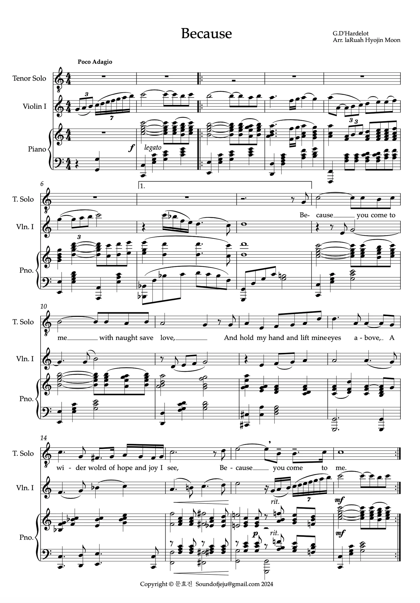 Because (Tenor+Vn+Piano) - Guy d'Hardelot by laRuah