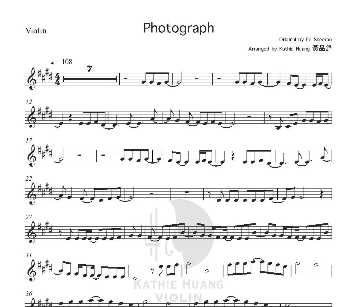 Photograph - Ed Sheeran (Includes Instrumental) by Kathie Violin 黃品舒小提琴 - Page 2