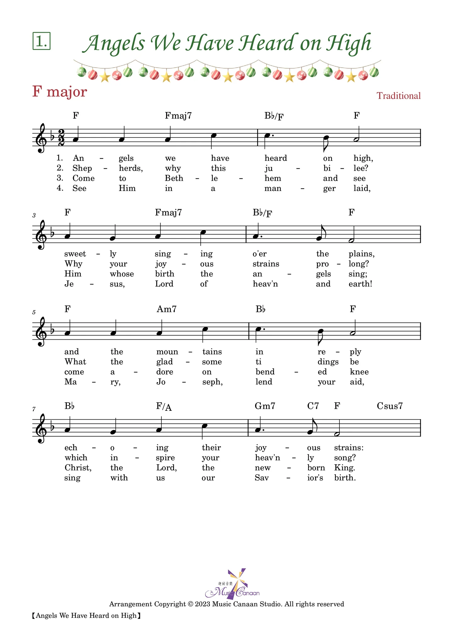 20 Christmas Lead Sheets by Music Canaan Studio