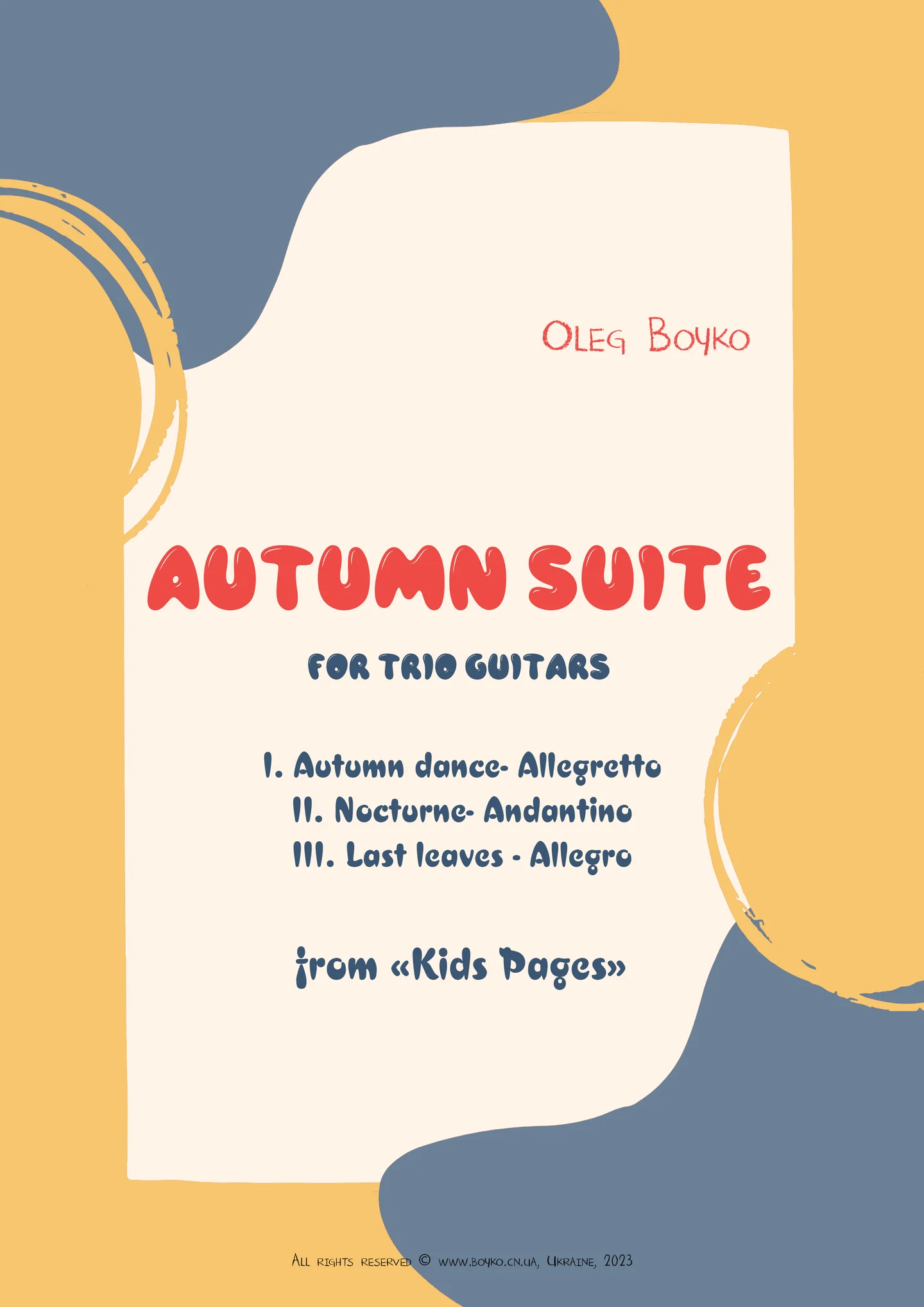 Autumn suite for trio guitars from "Kids Pages" by Oleg Boyko