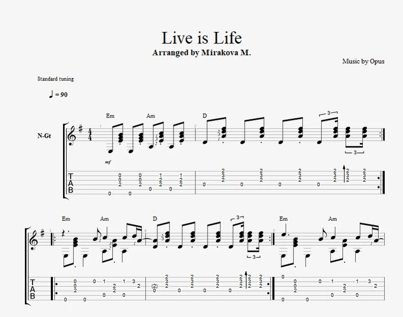 Live Is Life - Opus by Marina Mirakova