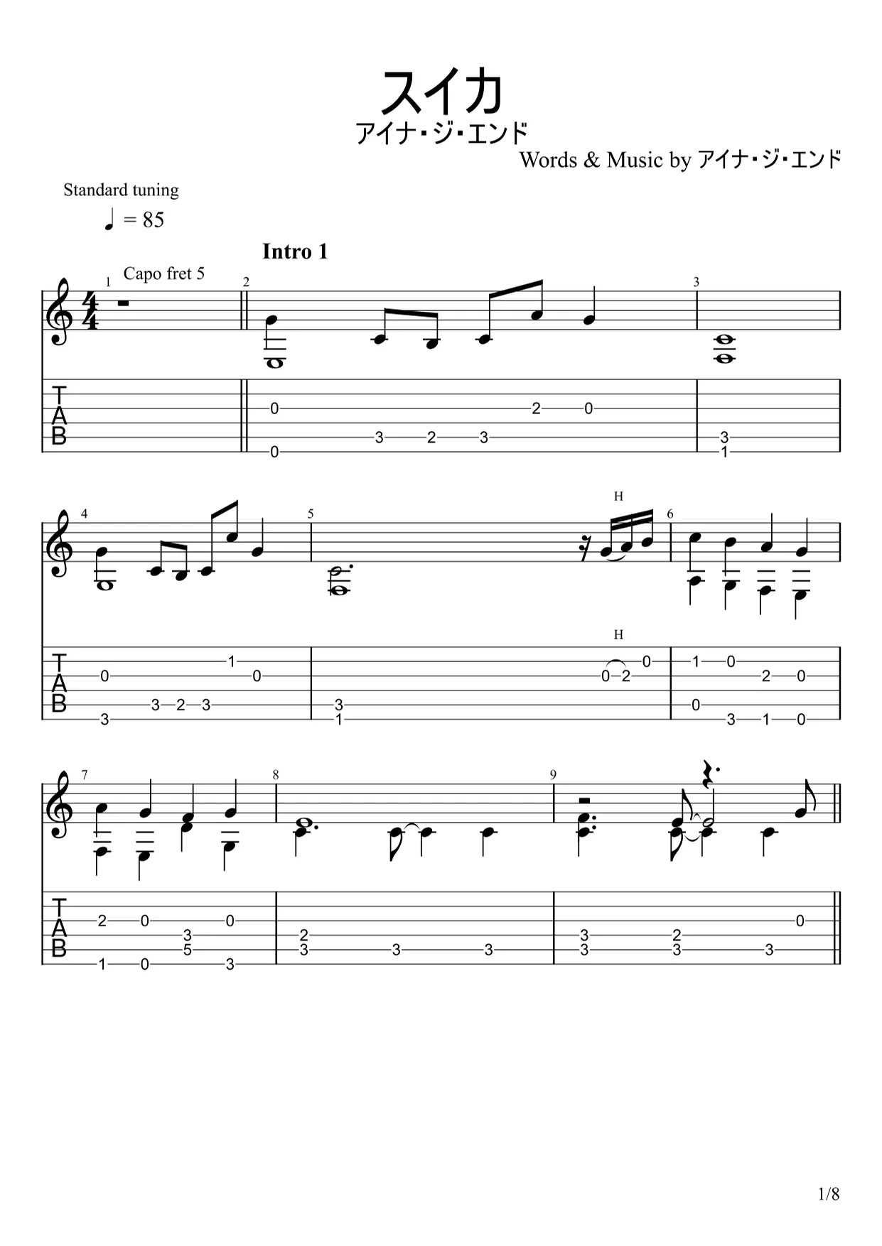 Suika - AiNA THE END (Fingerstyle) by u3danchou