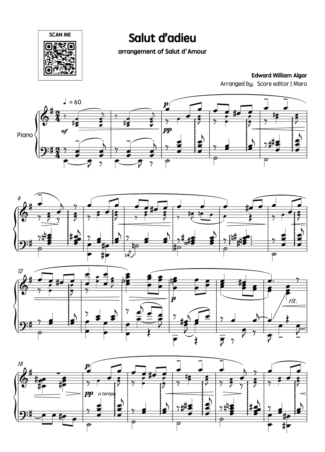 이별의 인사 - 엘가 (Salut d'amour arr.) by maro (score editor)