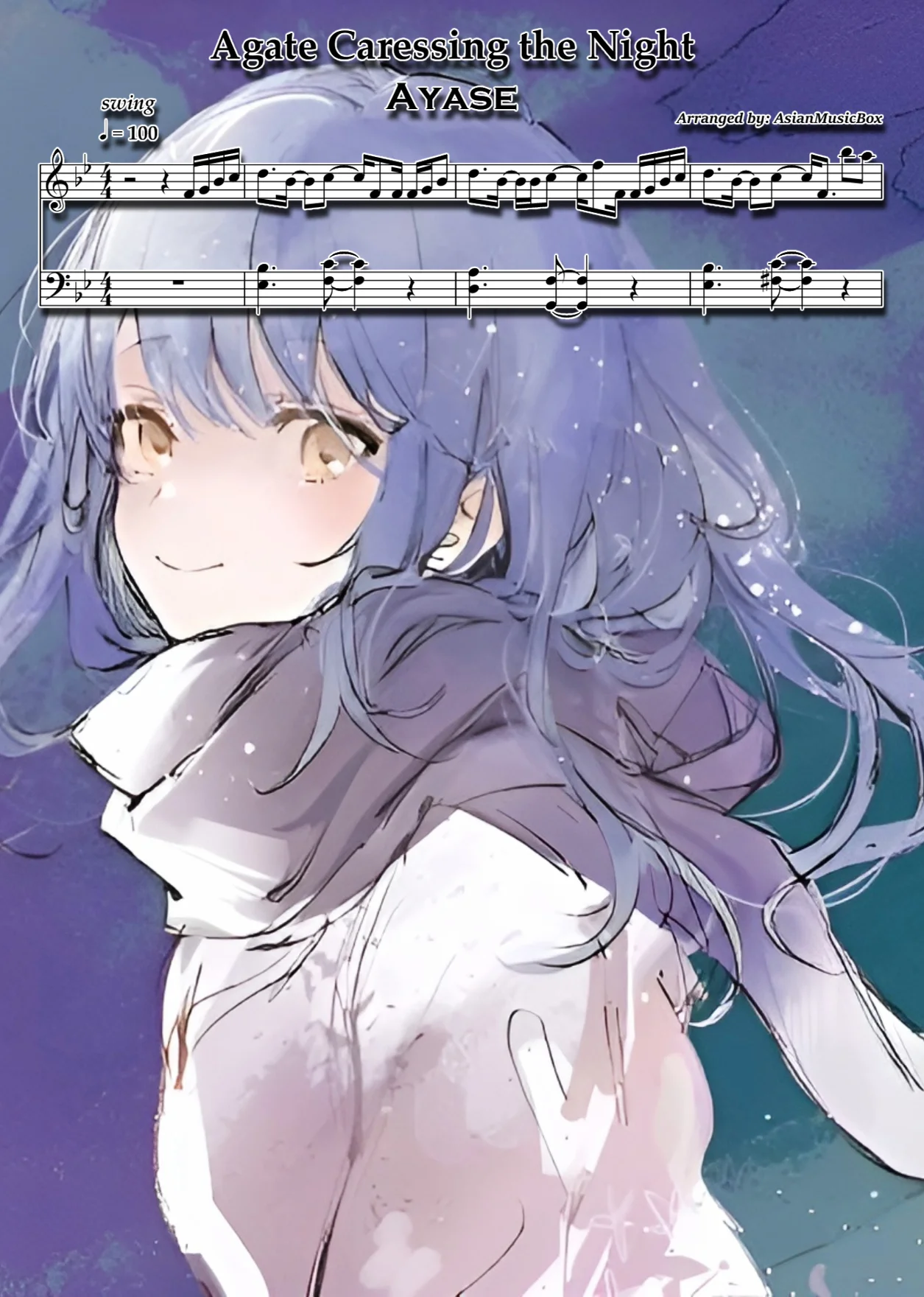 'Agate Caressing the Night (self cover)' (Sheet, MIDI, MultiTracks & WAV) - Ayase by AsianMusicBox