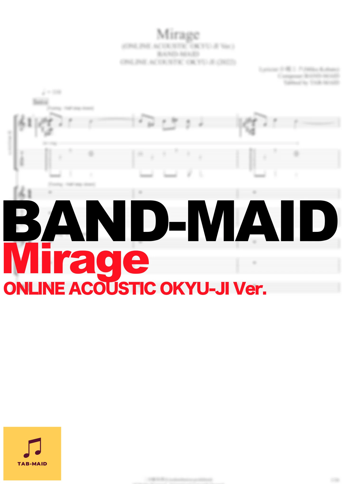 Mirage (ONLINE ACOUSTIC OKYU-JI Ver.) - BAND-MAID (TAB / タブ譜 / バンドスコア) by TAB-MAID