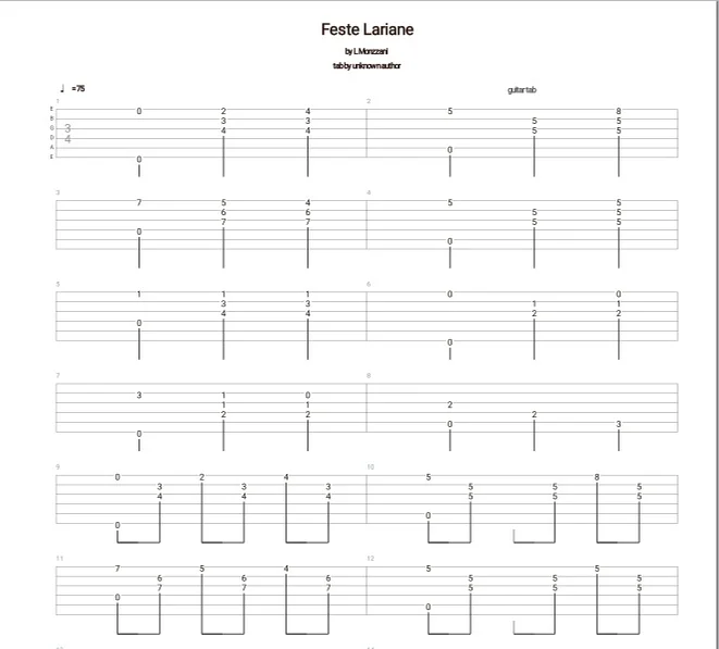 Feste Lariane - L. Monzzani (Instrumental Solo Classical Guitar Tabs) by L. Monzzani - Feste Lariane Classical Guitar Tabs PDF