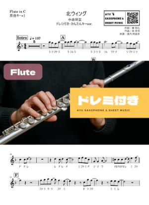 北ウィング - 中森明菜 (フルートドレミ付き・かんたんキー(原曲+1)) by Ayu Saxophone & Sheet Music