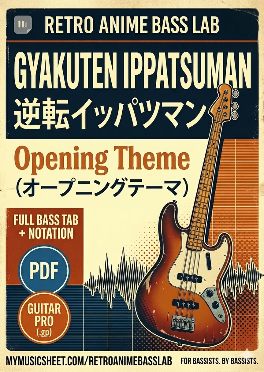 Gyakuten Ippatsuman (Opening Theme) [Bass TAB + Guitar Pro] - Masayuki Yamamoto by Retro Anime Bass Lab