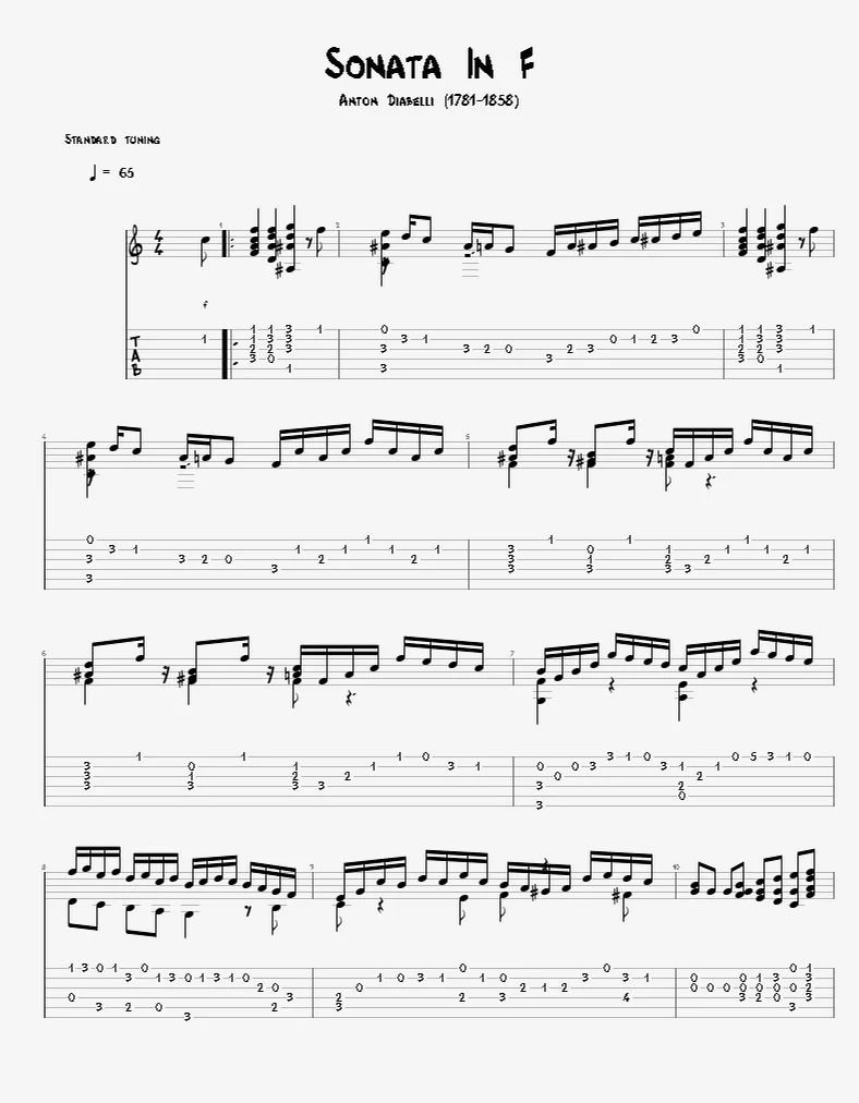 Sonata In F - Anton Diabelli by Agape Guitar