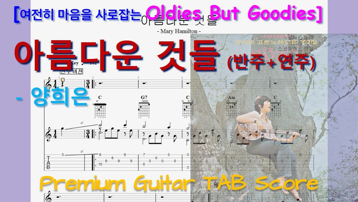 [프리미엄] 아름다운 것들 (반주+연주 버전) - 양희은 (C Key / Easy TAB / Lyrics) by 624 TABs