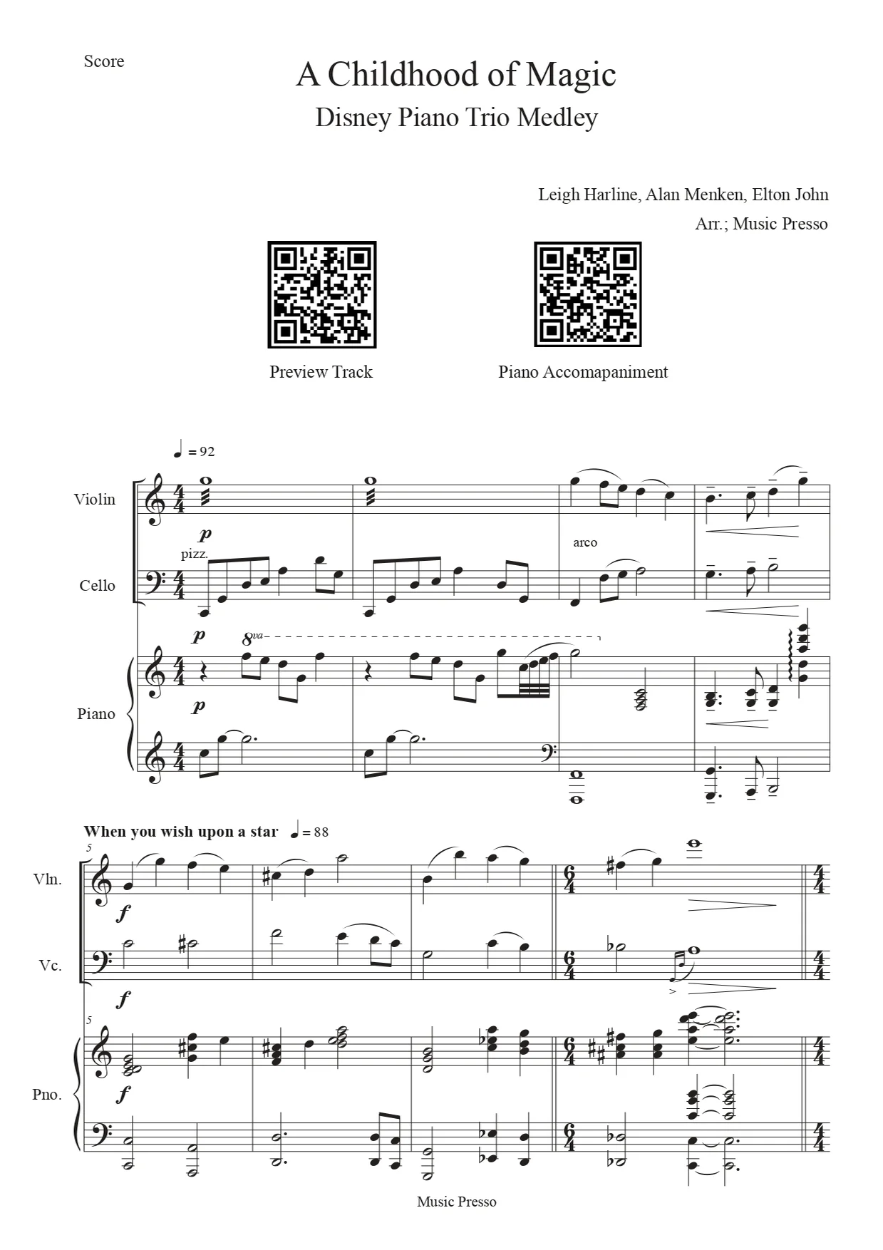 A Childhood of Magic - Disney Piano Trio - Leigh Harline, Alan Menken, Elton John  (ディズニーピアノトリオ) by MusicPresso