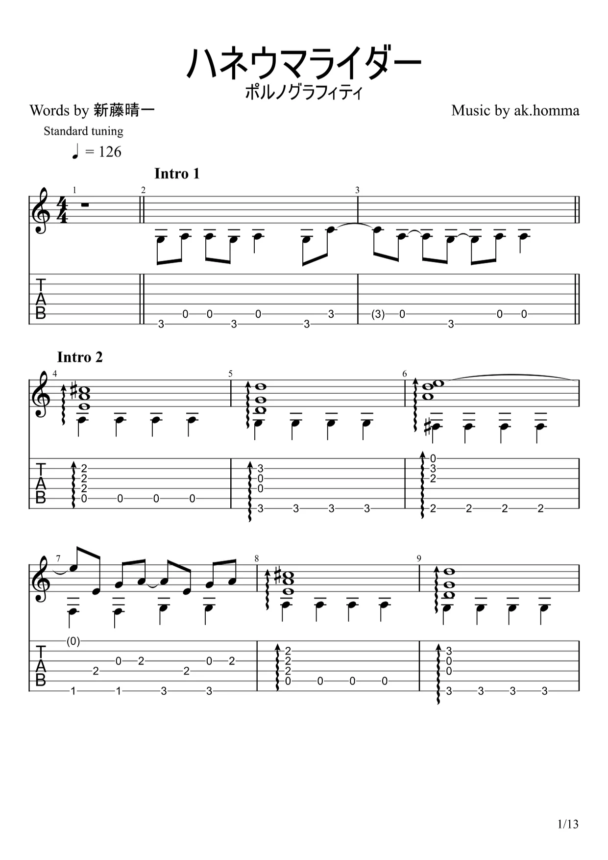 Haneuma Rider - PORNOGRAFFITTI (Fingerstyle) by u3danchou