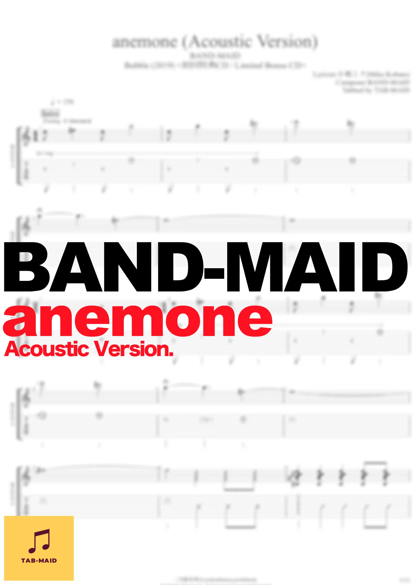 anemone (Acoustic Version) - BAND-MAID (TAB / タブ譜 / バンドスコア) by TAB-MAID