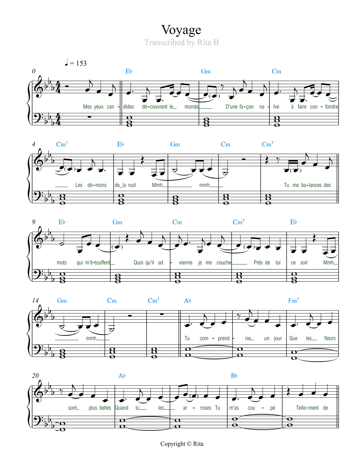 Voyage - ZOË MË (2 pdfs: duet+solo) by Rita B