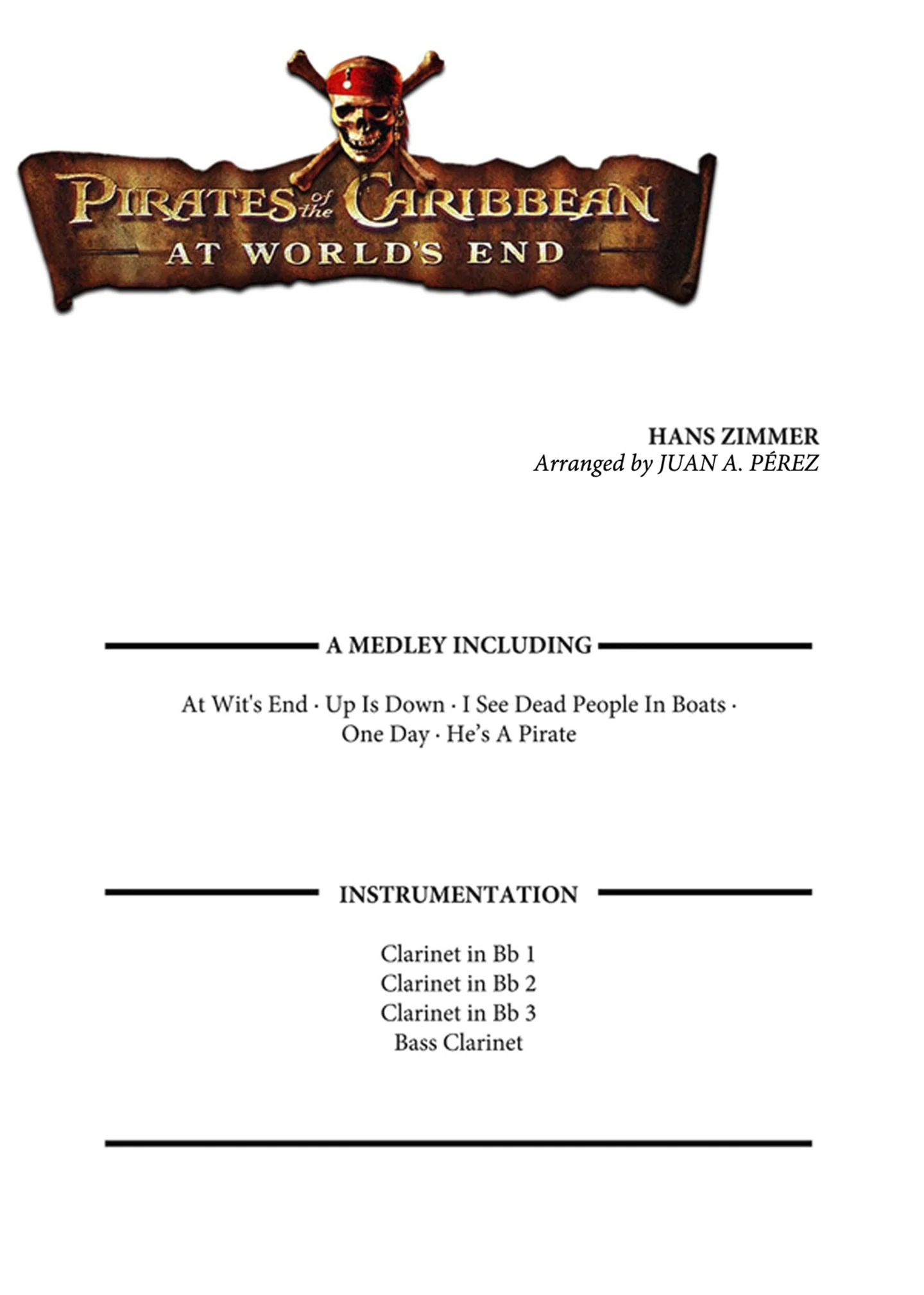 Pirates of the Caribbean: At World’s End (Clarinet Quartet) - Hans Zimmer by Juan A. Pérez