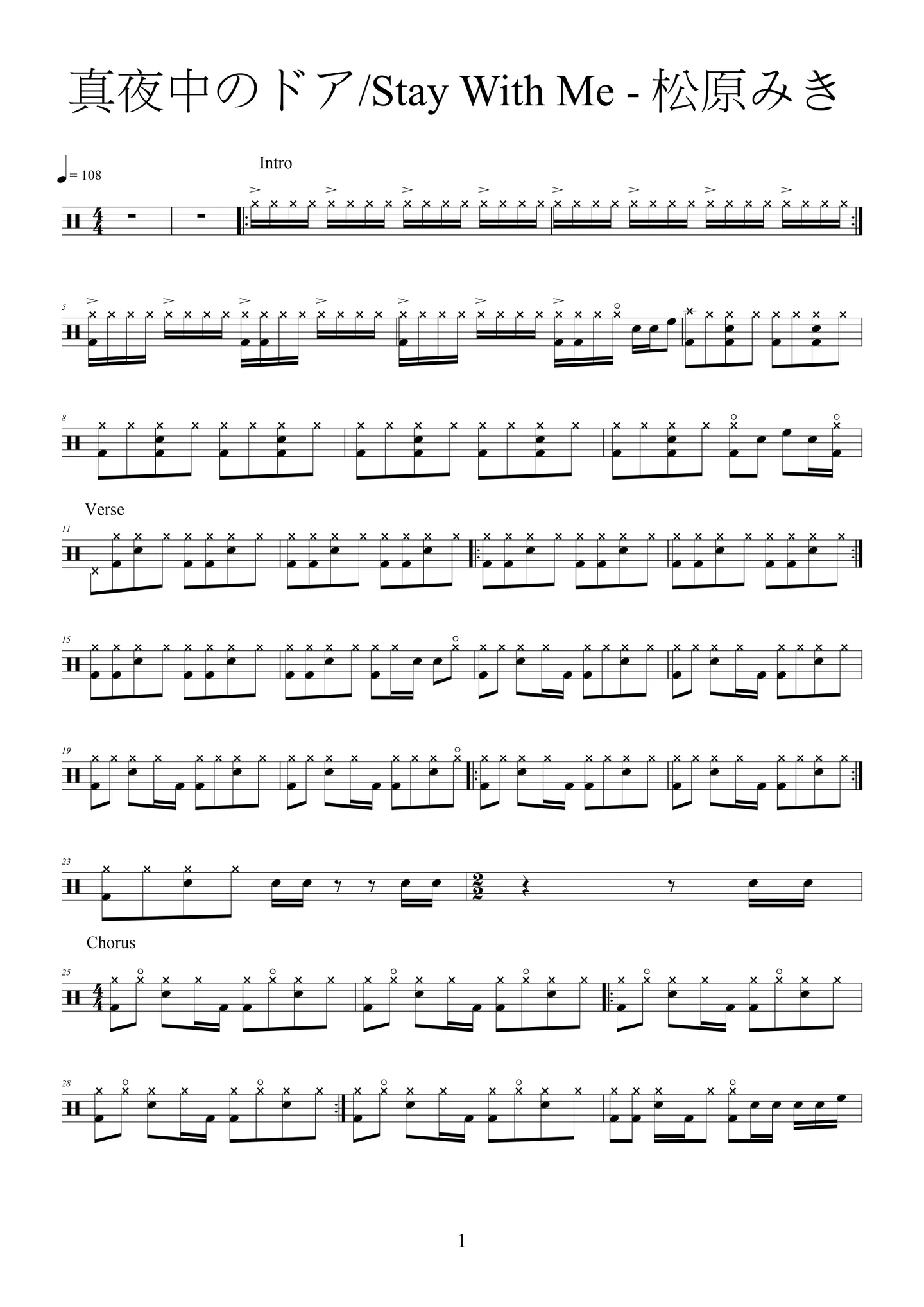 真夜中のドア/Stay With Me - Miki Matsubara (Drum) by Sorata