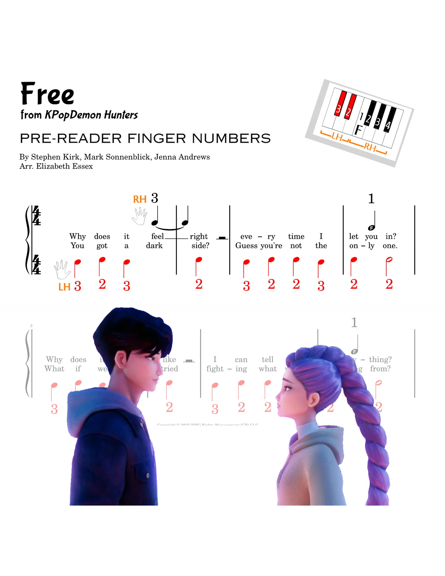 Free - Jenna Andrews, Stephen Kirk, Mark Sonnenblick (Finger number notation for new beginner pianists) by Elizabeth Essex